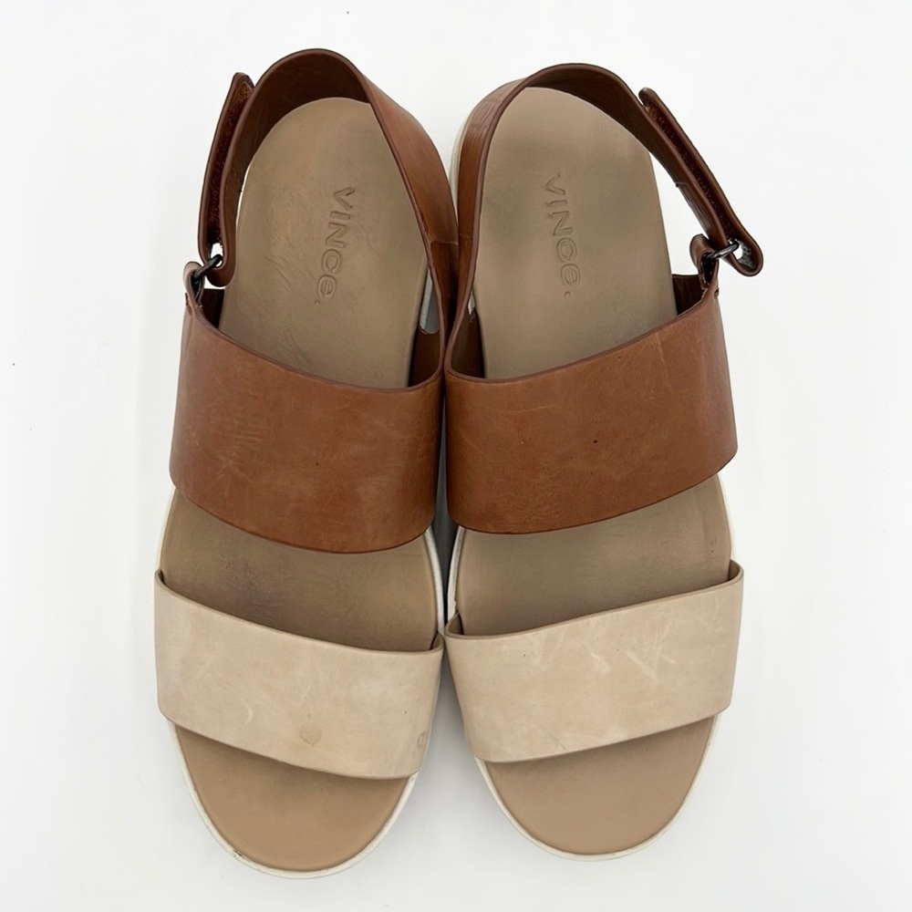 VINCE WOMEN’S WESTPORT PLATFORM COLOR BLOCK LEATHER  SANDAL SZ 6 - Picture 3 of 12